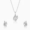 Silver Zircon Winged Set with Link Chain