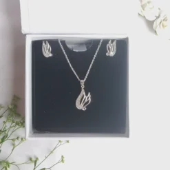Silver Zircon Winged Set with Link Chain