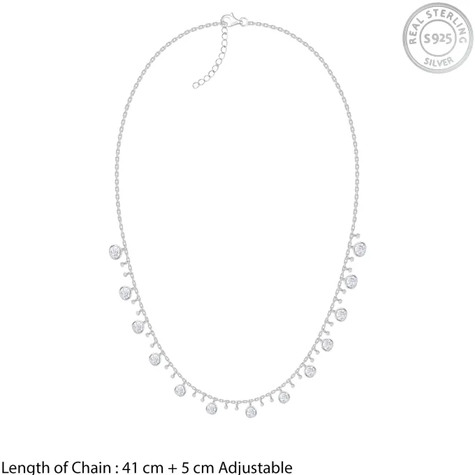 Silver Zirconia Charm Necklace