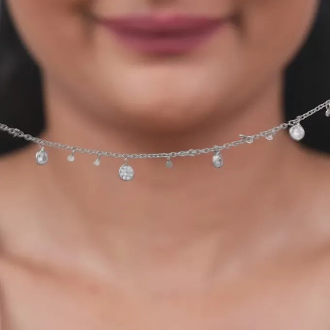 Silver Zirconia Charm Necklace