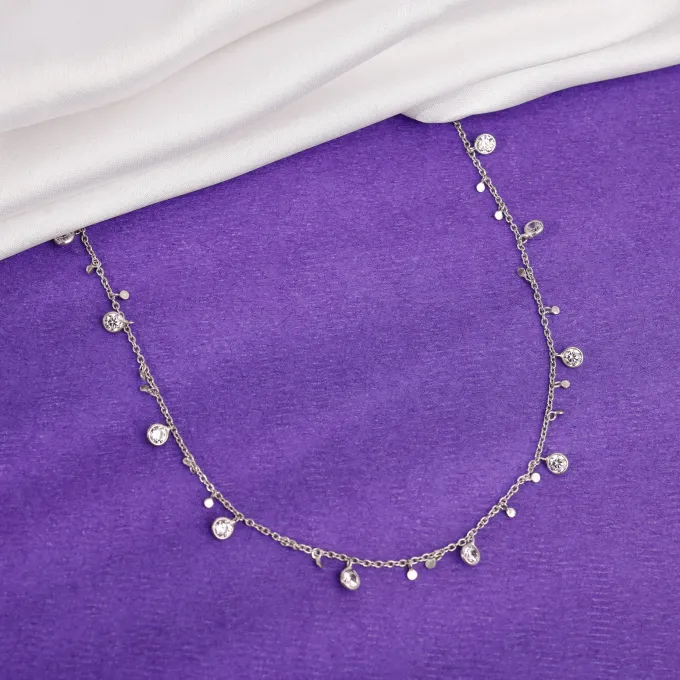 Silver Zirconia Charm Necklace