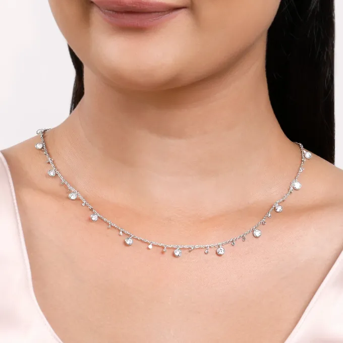 Silver Zirconia Charm Necklace