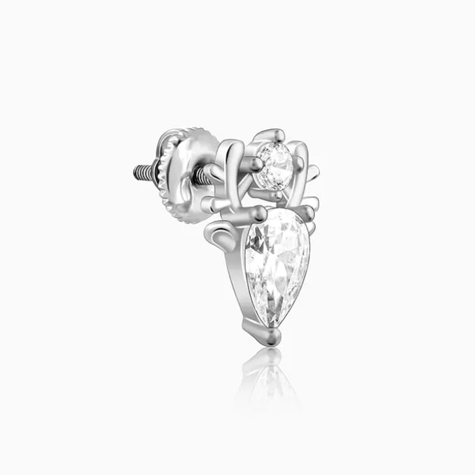 Silver Zirconia Deer Earrings