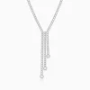 Silver Zirconia Lariat Necklace