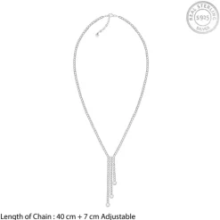 Silver Zirconia Lariat Necklace