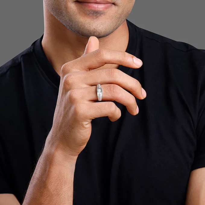 Silver Zirconia Shadow Ring For Him