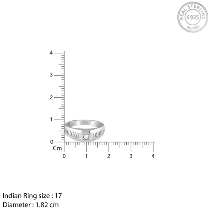 Silver Zirconia Shadow Ring For Him