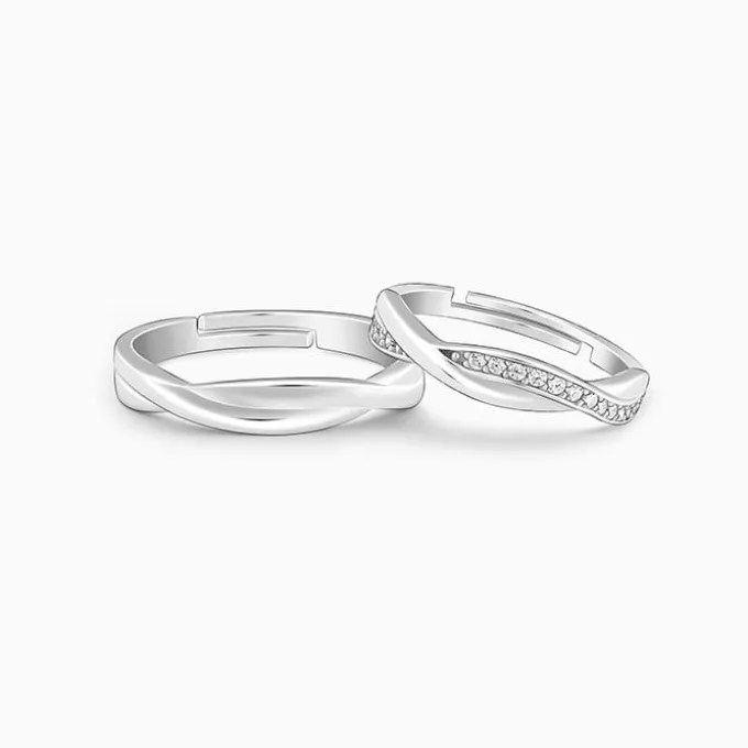 Silver Zirconia Twist Couple Bands