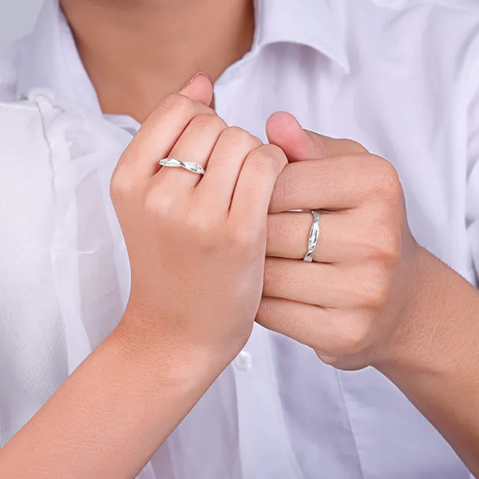Silver Zirconia Twist Couple Bands