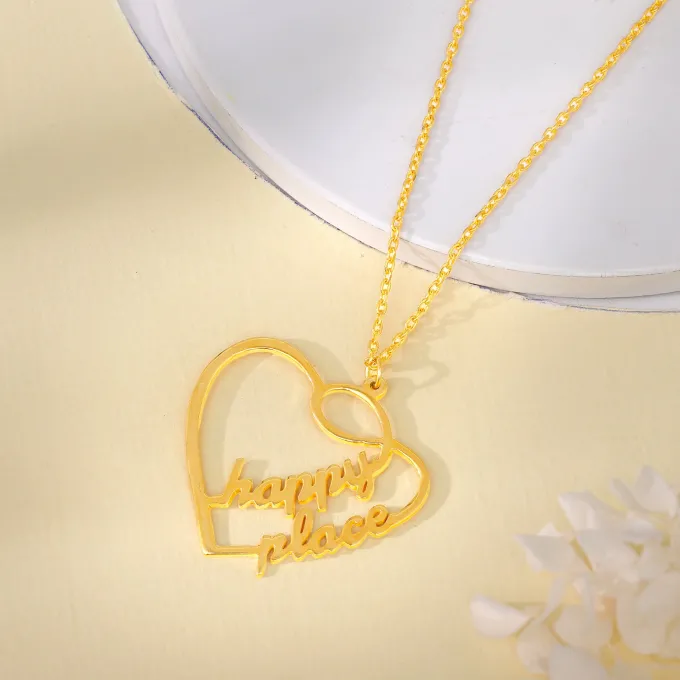 The Lovestruck Couple Golden Pendant With Link Chain