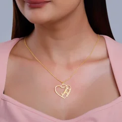 The Lovestruck Couple Golden Pendant With Link Chain