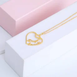 The Lovestruck Couple Golden Pendant With Link Chain
