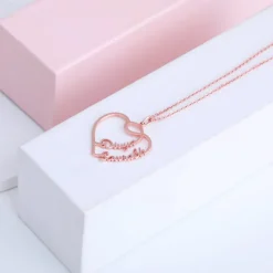 The Lovestruck Couple Rose Gold Pendant With Link Chain