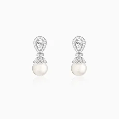 Zircon Pearl Drop Earrings