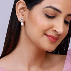 Zircon Pearl Drop Earrings